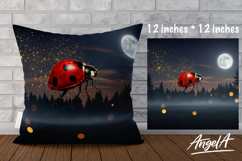 Pillow cover sublimation, ladybug, starry night PNG Product Image 1