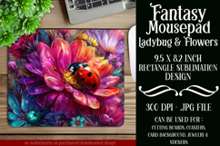Ladybug Mousepad, Sublimation Mousepad, Floral Mousepad, d10 Product Image 1
