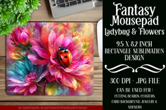 Ladybug Mousepad, Sublimation Mousepad, Floral Mousepad, d14 Product Image 1