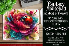Ladybug Mousepad, Sublimation Mousepad, Floral Mousepad, d2 Product Image 1