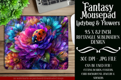 Ladybug Mousepad, Sublimation Mousepad, Floral Mousepad, d4 Product Image 1