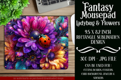 Ladybug Mousepad, Sublimation Mousepad, Floral Mousepad, d5 Product Image 1
