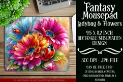 Ladybug Mousepad, Sublimation Mousepad, Floral Mousepad, d8 Product Image 1