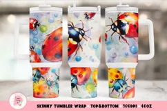Ladybug Summer Tumbler Wrap for 40 oz top and bottom