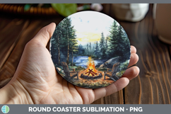 GorgeousLake Camping Round Coaster design.