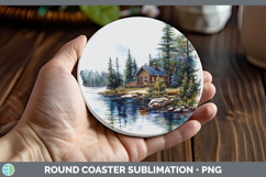 GorgeousLake Camping Round Coaster design.