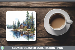 GorgeousLake Camping Square Coaster design.