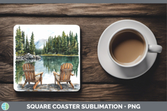 GorgeousLake Camping Square Coaster design.