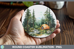 GorgeousLake Camping Round Coaster design.