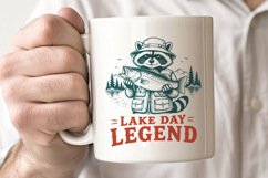 Lake Day Legend SVG, Funny Fishing Raccoon PNG Trendy Design Product Image 3
