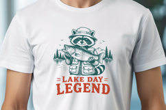 Lake Day Legend SVG, Funny Fishing Raccoon PNG Trendy Design Product Image 2