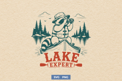 Lake Expert SVG, Funny Boating Raccoon PNG Camping Design Product Image 1