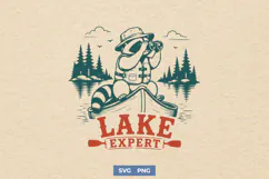 Lake Expert SVG, Funny Boating Raccoon PNG Camping Design Product Image 1