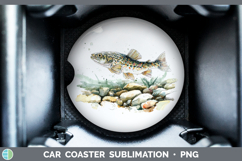 GorgeousLake Fish Sketch Car Coaster design.