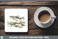 GorgeousLake Fish Sketch Square Coaster design.