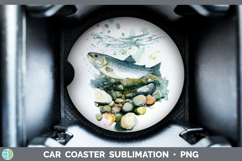 GorgeousLake Fish Sketch Car Coaster design.