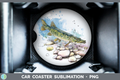 GorgeousLake Fish Sketch Car Coaster design.