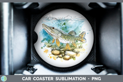 GorgeousLake Fish Sketch Car Coaster design.