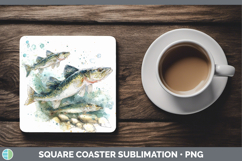 GorgeousLake Fish Sketch Square Coaster design.