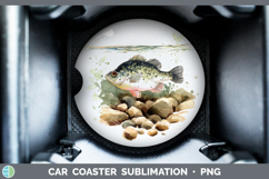 GorgeousLake Fish Sketch Car Coaster design.