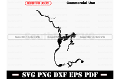 Lake Lac Du Bonnet MB CA Map Silhouette SVG PNG DXF EPS Product Image 1