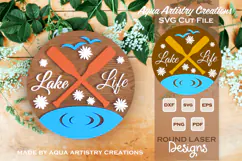 Lake Life Welcome Round Sign for Home Laser Cut SVG Design Product Image 1