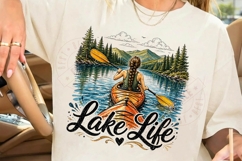 Lake Life PNG Kayaking Design, Woman Kayak Adventure Graphic Product Image 6