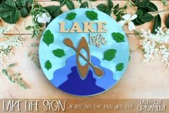 Lake Life Round Sign Laser Cut SVG Template Product Image 1