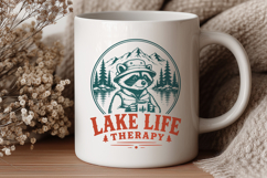 Lake Life Therapy SVG, Funny Camping Raccoon PNG Design Product Image 3