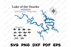 Lake of the Ozarks Missouri Map with Data & Fish Species Product Image 1