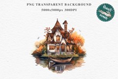 Lake Pond House Wooden Cabin Vintage Clipart Victorian Old Nursery  art Transparent Print for invitation t-shirt designs sublimation kids printable digital watercolor victorian lake pond house png, landscape clipart, Farm life jpeg sublimation clip art