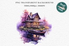 Lake Pond House Wooden Cabin Vintage Clipart Victorian Old Nursery  art Transparent Print for invitation t-shirt designs sublimation kids printable digital watercolor victorian lake pond house png, landscape clipart, Farm life jpeg sublimation clip art