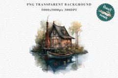 Lake Pond House Wooden Cabin Vintage Clipart Victorian Old Nursery  art Transparent Print for invitation t-shirt designs sublimation kids printable digital watercolor victorian lake pond house png, landscape clipart, Farm life jpeg sublimation clip art