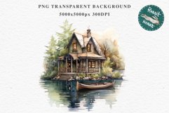 Lake Pond House Wooden Cabin Vintage Clipart Victorian Old Nursery  art Transparent Print for invitation t-shirt designs sublimation kids printable digital watercolor victorian lake pond house png, landscape clipart, Farm life jpeg sublimation clip art