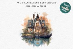 Lake Pond House Wooden Cabin Vintage Clipart Victorian Old Nursery  art Transparent Print for invitation t-shirt designs sublimation kids printable digital watercolor victorian lake pond house png, landscape clipart, Farm life jpeg sublimation clip art