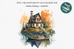 Lake Pond House Wooden Cabin Vintage Clipart Victorian Old Nursery  art Transparent Print for invitation t-shirt designs sublimation kids printable digital watercolor victorian lake pond house png, landscape clipart, Farm life jpeg sublimation clip art
