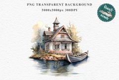 Lake Pond House Wooden Cabin Vintage Clipart Victorian Old Nursery  art Transparent Print for invitation t-shirt designs sublimation kids printable digital watercolor victorian lake pond house png, landscape clipart, Farm life jpeg sublimation clip art