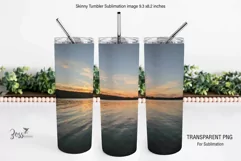 Sunset Lake Sublimation 20 ox Skinny Tumbler Design Product Image 1