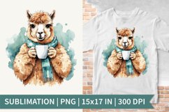 Cute Lama | Sublimation Design | Watercolor Clipart Product Image 1