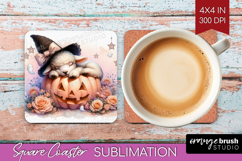 Lamb Halloween Square Coaster Coquette Coaster PNG Product Image 1