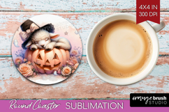 Lamb Halloween Round Coaster Coquette Coaster PNG Product Image 1