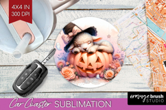 Lamb Halloween Car Coaster Coquette Coaster PNG Sublimation Product Image 1