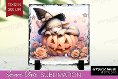 Lamb Halloween Slate PNG Coquette Square Slate Sublimation Product Image 1