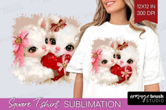 Lamb Valentine Square Tshirt Background Cute Valentines Day Product Image 1