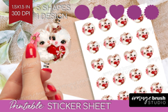 Lamb Valentine Round Sticker Cute Valentines Day Printable Product Image 1