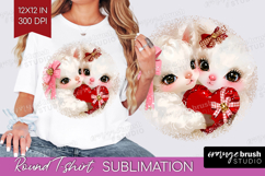 Lamb Valentine Round Tshirt Background Cute Valentines Day Product Image 1