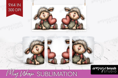 Lamb Valentine Mug Wrap Whimsical Animal Mug PNG Sublimation Product Image 1