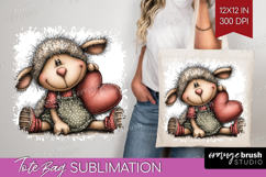 Lamb Valentine Tote Bag Whimsical Animal Tote Bag PNG Product Image 1