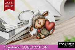 Lamb Valentine Keychain PNG Whimsical Animal Keychain Product Image 1