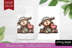 Lamb Valentine Phone Case PNG Whimsical Animal Case PNG Product Image 1